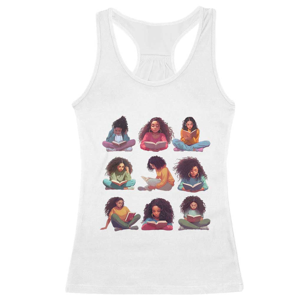 Black History Month Racerback Tank Top Reading Book African Smart Melanin Women Girls TS09 White Print Your Wear
