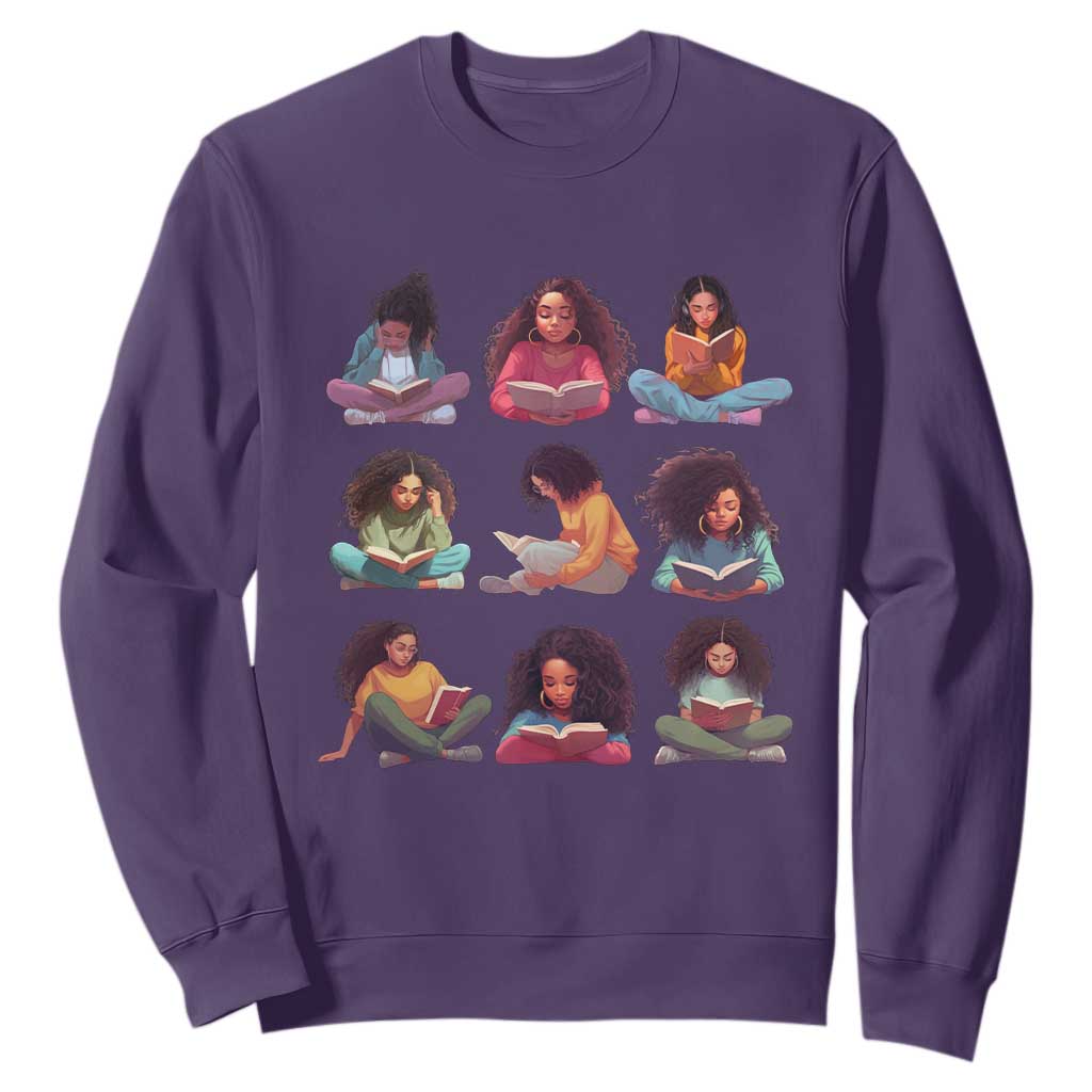 Black History Month Sweatshirt Reading Book African Melanin Women Girls TS09 Purple Printyourwear