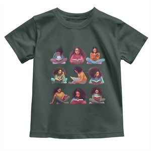 Black History Month Toddler T Shirt Reading Book African Smart Melanin Women Girls TS09 Dark Forest Green Print Your Wear