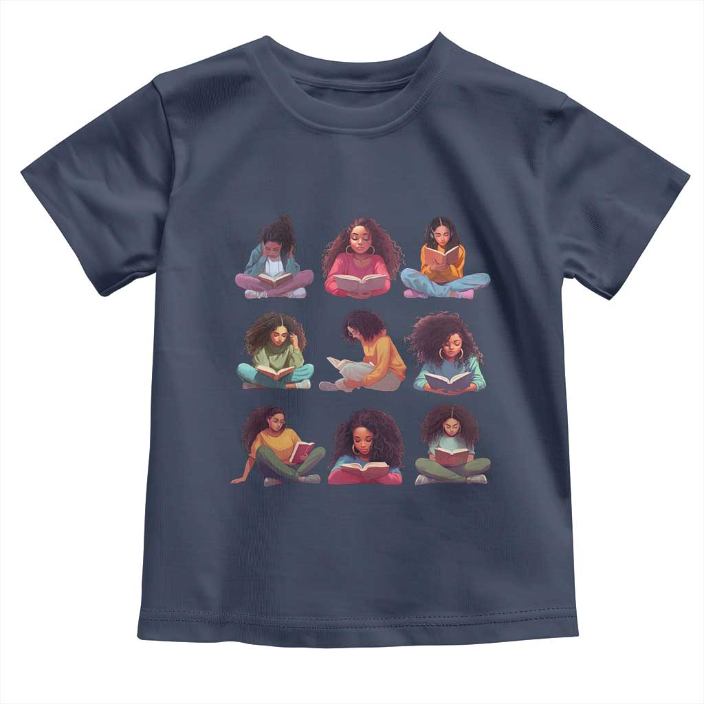 Black History Month Toddler T Shirt Reading Book African Smart Melanin Women Girls TS09 Navy Print Your Wear