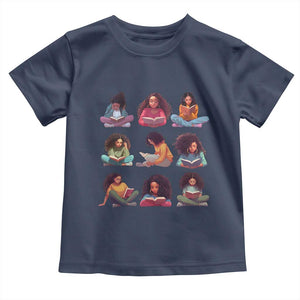 Black History Month Toddler T Shirt Reading Book African Smart Melanin Women Girls TS09 Navy Print Your Wear