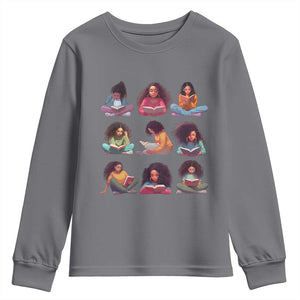 Black History Month Youth Sweatshirt Reading Book African Smart Melanin Women Girls TS09 Charcoal Print Your Wear