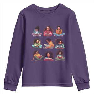 Black History Month Youth Sweatshirt Reading Book African Smart Melanin Women Girls TS09 Purple Print Your Wear