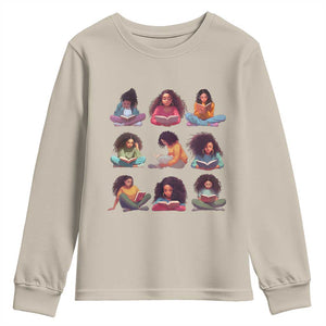 Black History Month Youth Sweatshirt Reading Book African Smart Melanin Women Girls TS09 Sand Print Your Wear