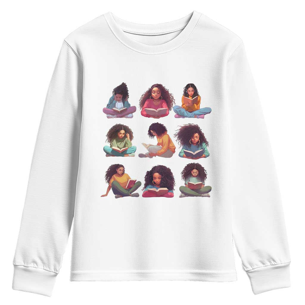 Black History Month Youth Sweatshirt Reading Book African Smart Melanin Women Girls TS09 White Print Your Wear