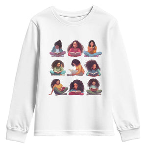 Black History Month Youth Sweatshirt Reading Book African Smart Melanin Women Girls TS09 White Print Your Wear