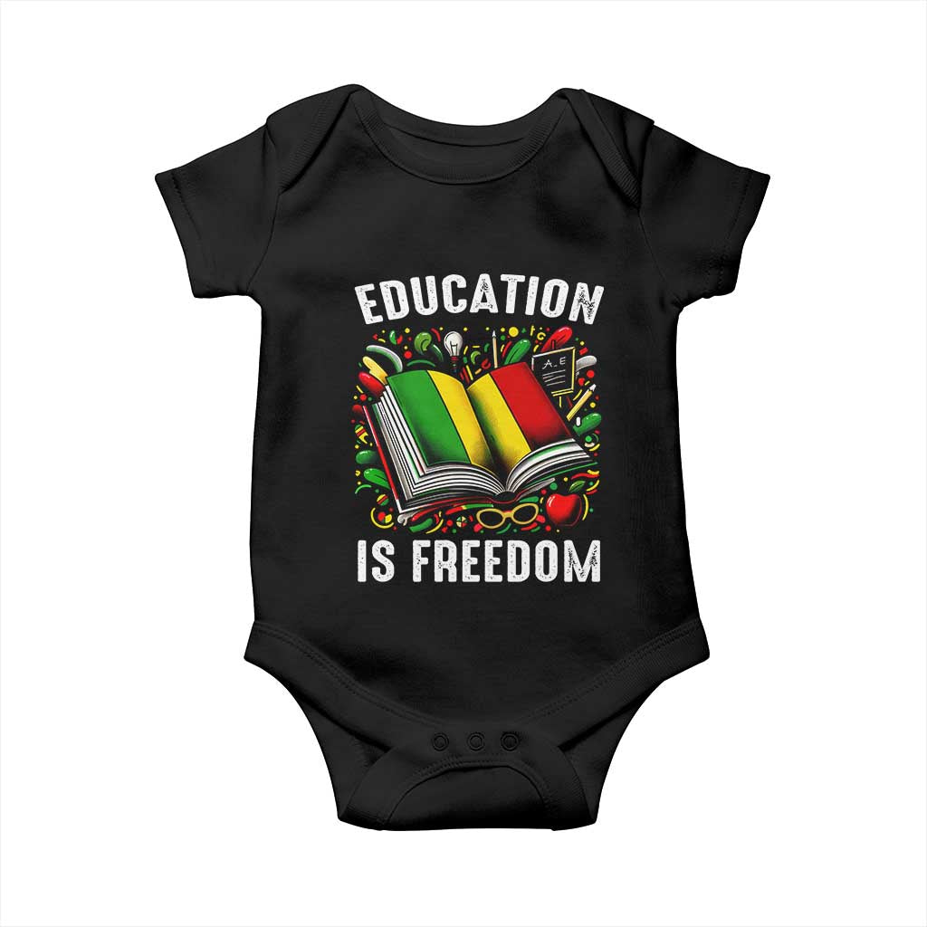 Black Teacher Baby Onesie Education Is Freedom Reading Books Black History Month TS09 Black Print Your Wear