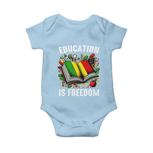 Black Teacher Baby Onesie Education Is Freedom Reading Books Black History Month TS09 Light Blue Print Your Wear