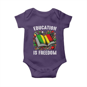 Black Teacher Baby Onesie Education Is Freedom Reading Books Black History Month TS09 Purple Print Your Wear