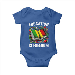Black Teacher Baby Onesie Education Is Freedom Reading Books Black History Month TS09 Royal Blue Print Your Wear