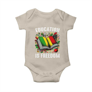 Black Teacher Baby Onesie Education Is Freedom Reading Books Black History Month TS09 Sand Print Your Wear
