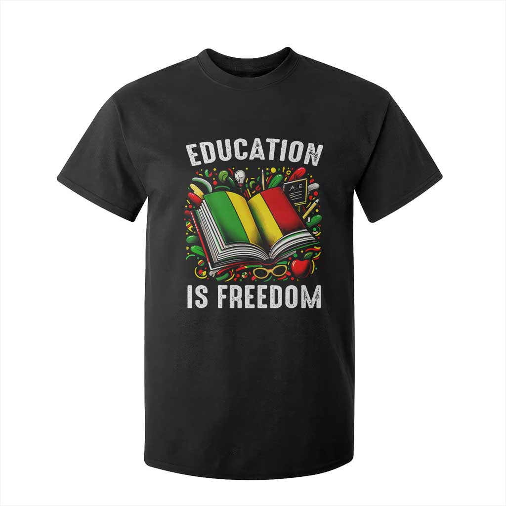 Black Teacher T Shirt For Kid Education Is Freedom Reading Books Black History Month TS09 Black Print Your Wear