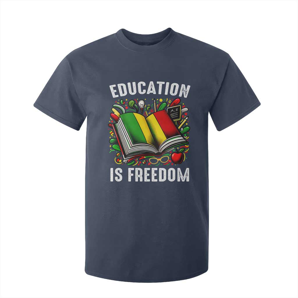 Black Teacher T Shirt For Kid Education Is Freedom Reading Books Black History Month TS09 Navy Print Your Wear