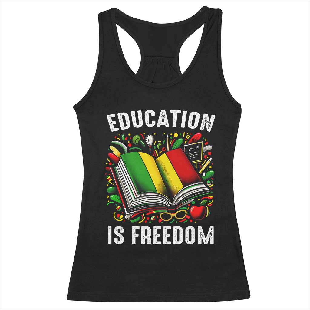 Black Teacher Racerback Tank Top Education Is Freedom Reading Books Black History Month TS09 Black Print Your Wear