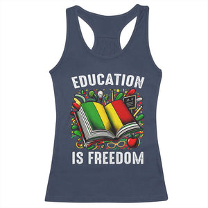 Black Teacher Racerback Tank Top Education Is Freedom Reading Books Black History Month TS09 Navy Print Your Wear
