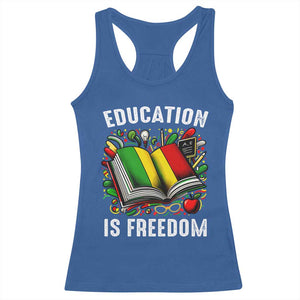 Black Teacher Racerback Tank Top Education Is Freedom Reading Books Black History Month TS09 Royal Blue Print Your Wear