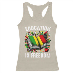 Black Teacher Racerback Tank Top Education Is Freedom Reading Books Black History Month TS09 Sand Print Your Wear
