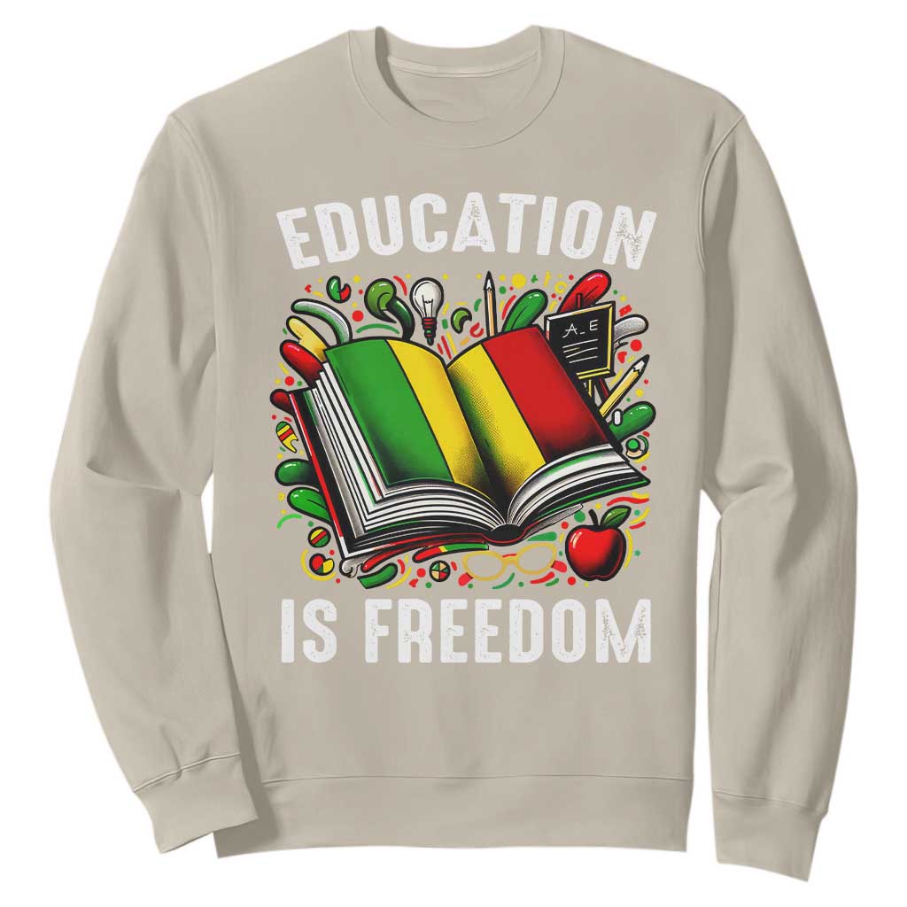 Black History Month Sweatshirt Education Is Freedom Reading Books Teacher TS09 Sand Printyourwear
