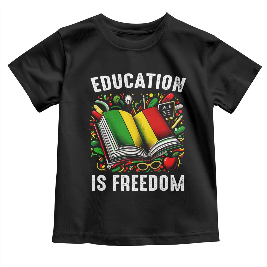 Black Teacher Toddler T Shirt Education Is Freedom Reading Books Black History Month TS09 Black Print Your Wear