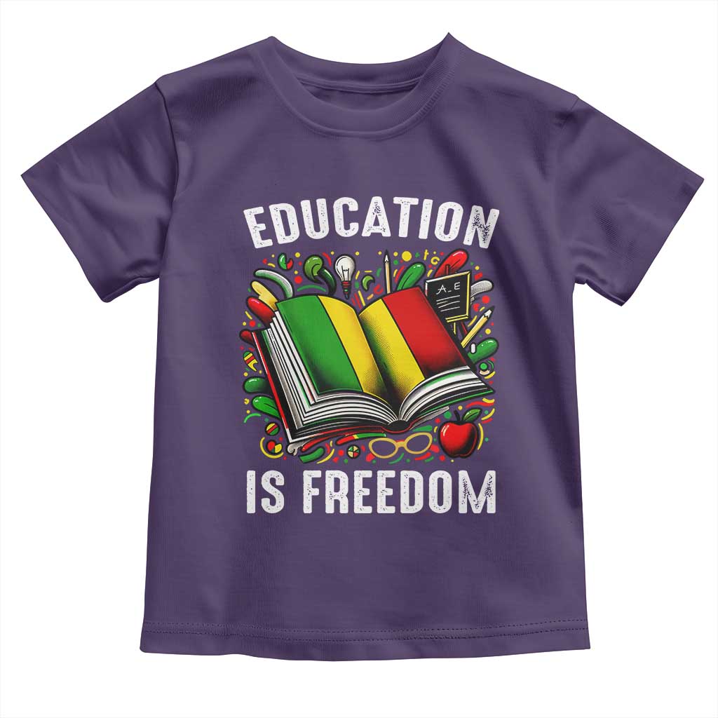 Black Teacher Toddler T Shirt Education Is Freedom Reading Books Black History Month TS09 Purple Print Your Wear
