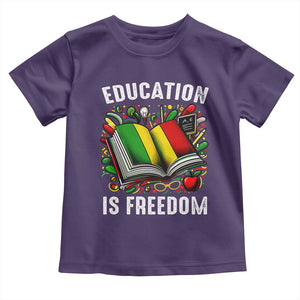 Black Teacher Toddler T Shirt Education Is Freedom Reading Books Black History Month TS09 Purple Print Your Wear