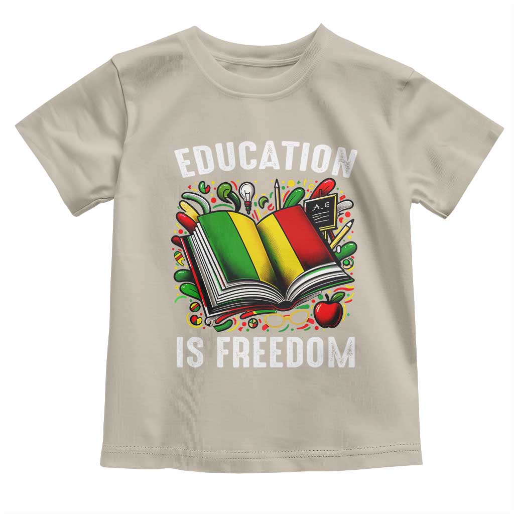 Black Teacher Toddler T Shirt Education Is Freedom Reading Books Black History Month TS09 Sand Print Your Wear