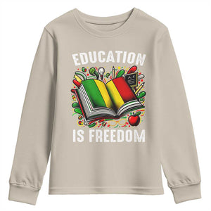 Black Teacher Youth Sweatshirt Education Is Freedom Reading Books Black History Month TS09 Sand Print Your Wear
