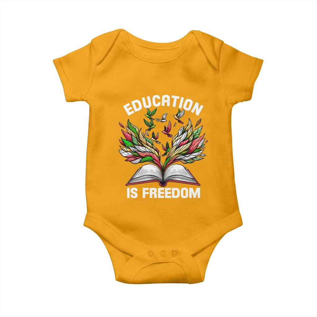 Black Teacher Pride Baby Onesie Education Is Freedom African Americans Black History Month TS09 Gold Print Your Wear
