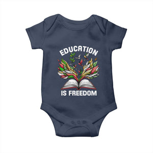 Black Teacher Pride Baby Onesie Education Is Freedom African Americans Black History Month TS09 Navy Print Your Wear