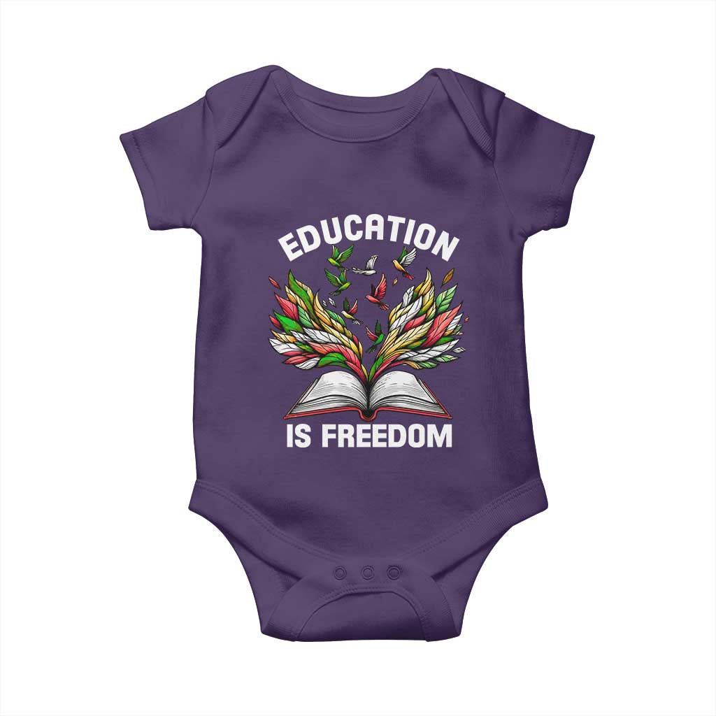 Black Teacher Pride Baby Onesie Education Is Freedom African Americans Black History Month TS09 Purple Print Your Wear