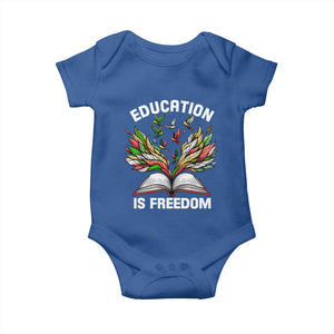 Black Teacher Pride Baby Onesie Education Is Freedom African Americans Black History Month TS09 Royal Blue Print Your Wear