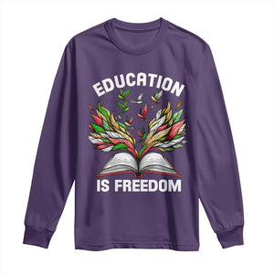 Black Teacher Pride Long Sleeve Shirt Education Is Freedom African Americans Black History Month TS09 Purple Print Your Wear