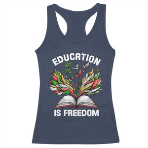 Black Teacher Pride Racerback Tank Top Education Is Freedom African Americans Black History Month TS09 Navy Print Your Wear