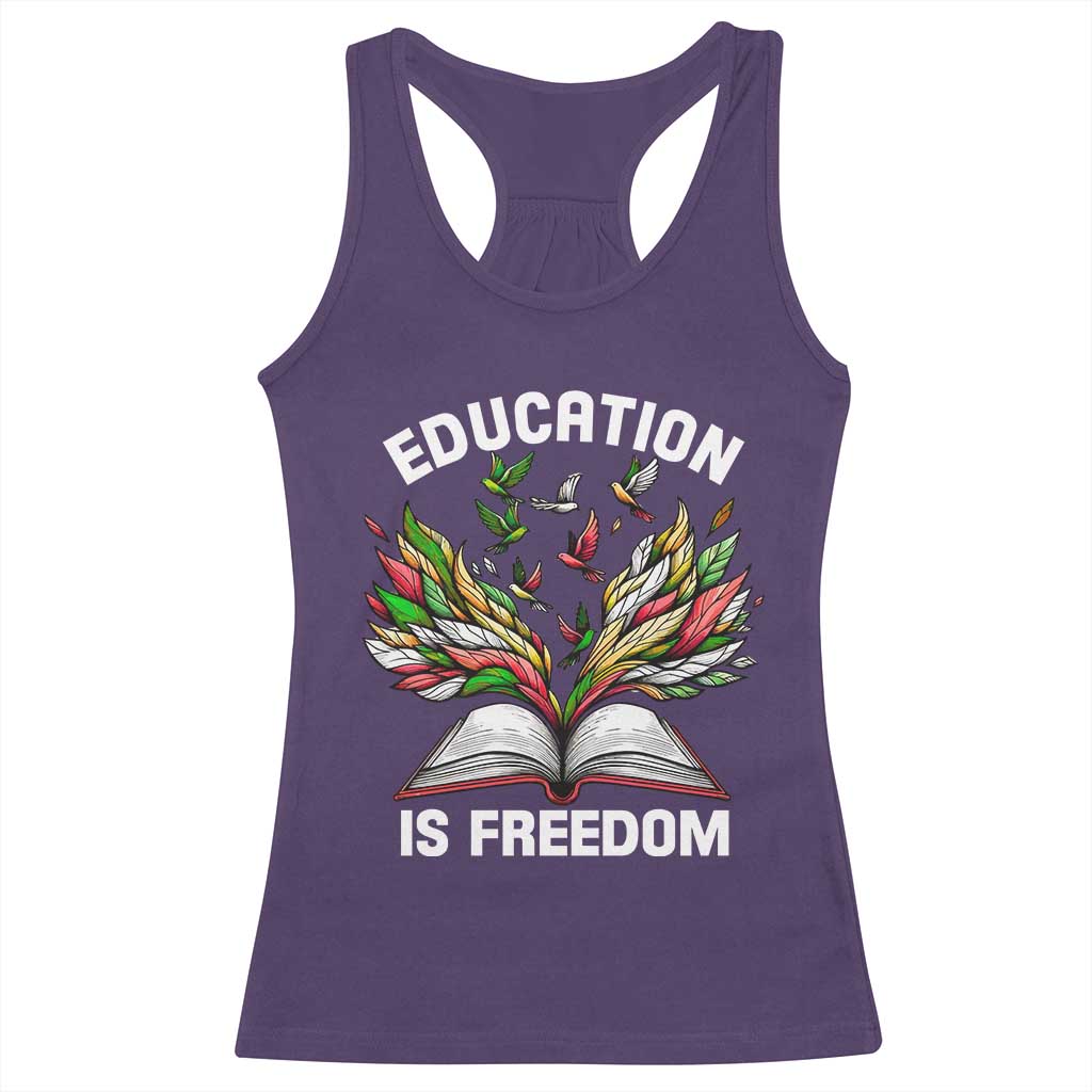 Black Teacher Pride Racerback Tank Top Education Is Freedom African Americans Black History Month TS09 Purple Print Your Wear
