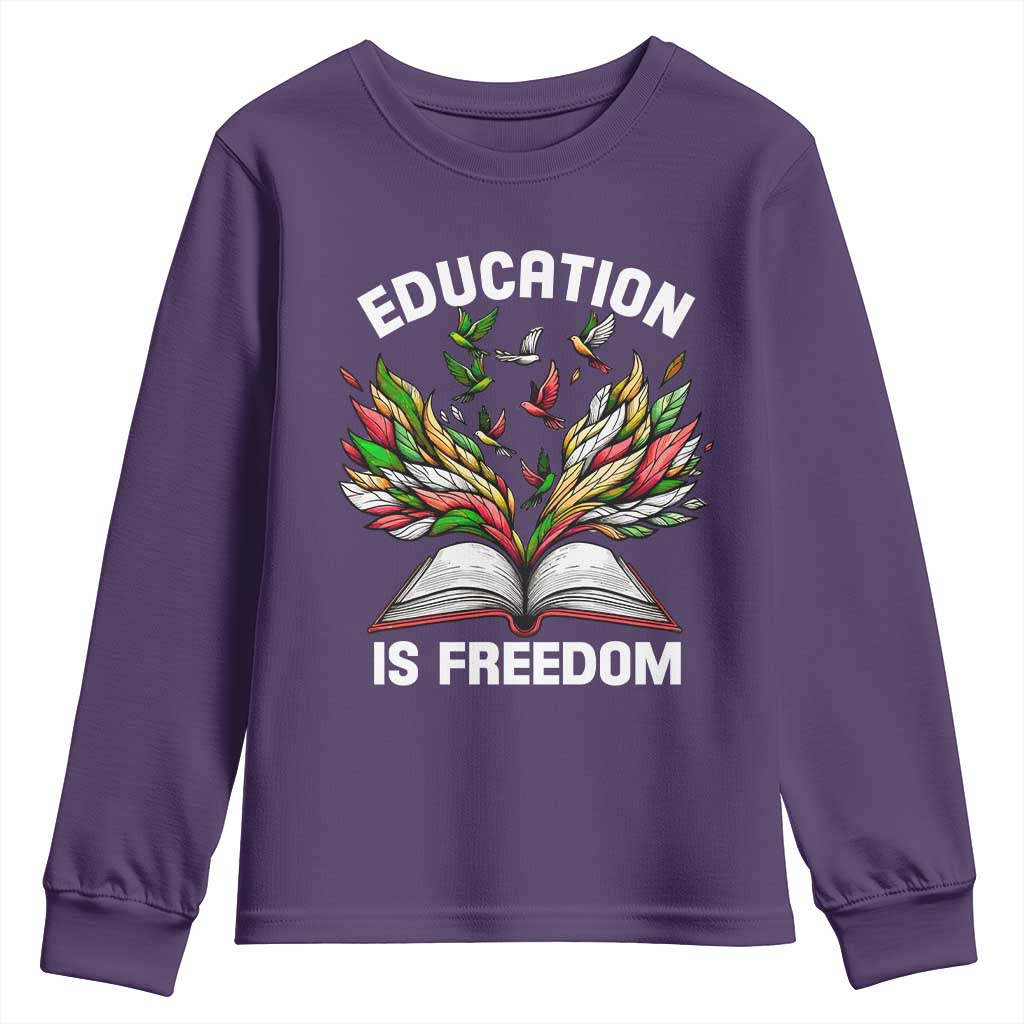 Black Teacher Pride Youth Sweatshirt Education Is Freedom African Americans Black History Month TS09 Purple Print Your Wear