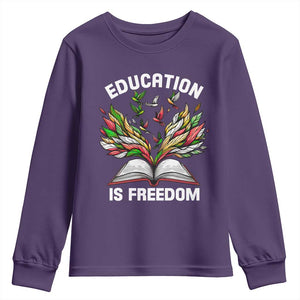 Black Teacher Pride Youth Sweatshirt Education Is Freedom African Americans Black History Month TS09 Purple Print Your Wear
