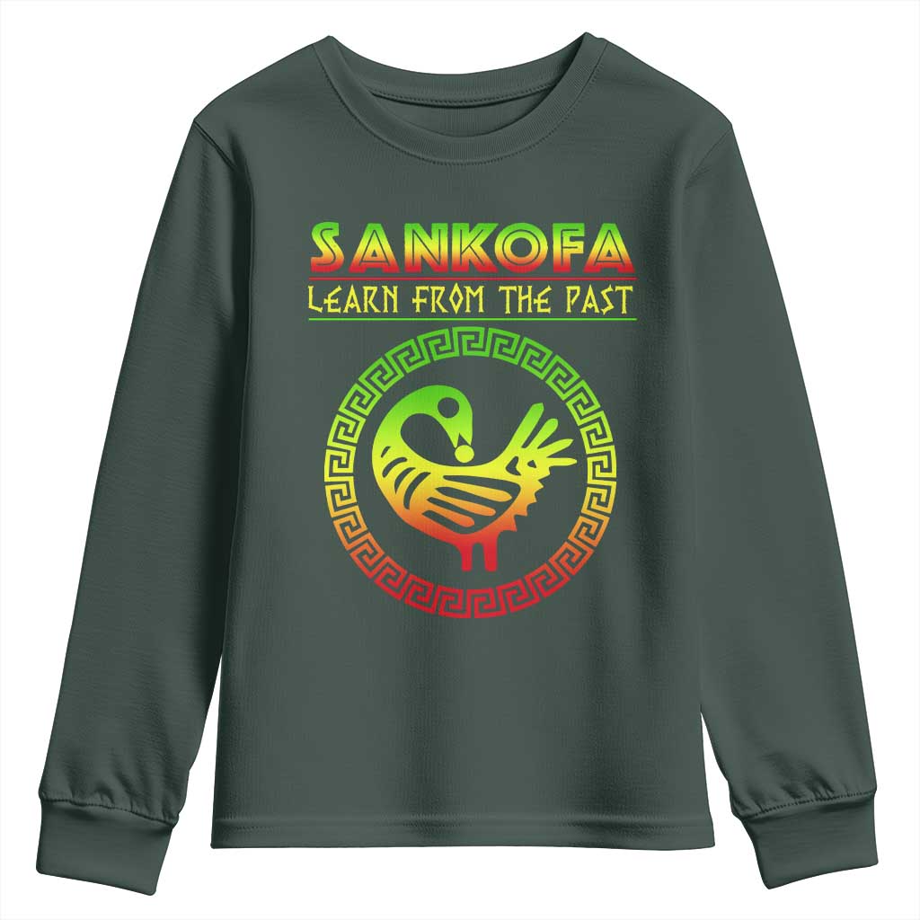 Black History Month Youth Sweatshirt Sankofa Learn From The Past African Bird TS09 Dark Forest Green Print Your Wear