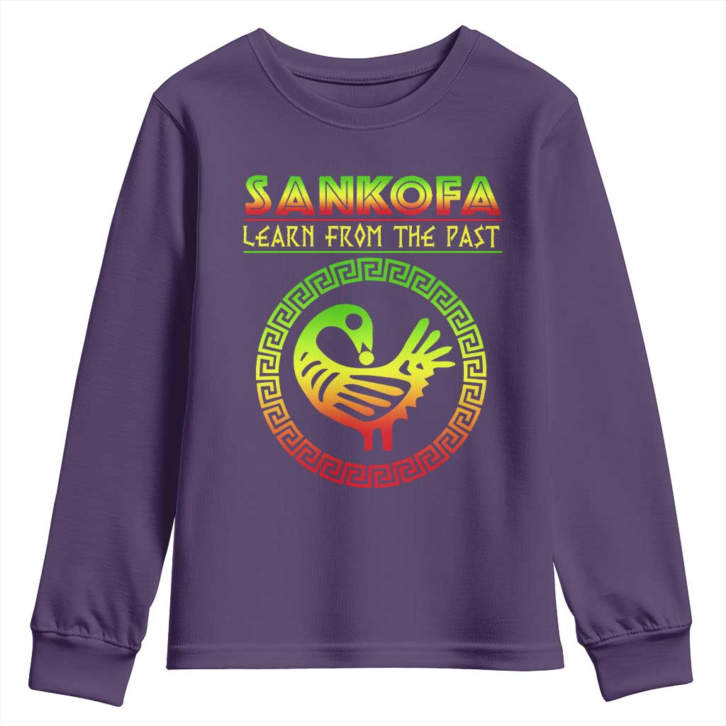 Black History Month Youth Sweatshirt Sankofa Learn From The Past African Bird TS09 Purple Print Your Wear