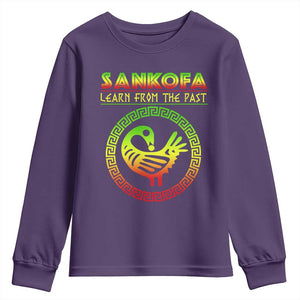 Black History Month Youth Sweatshirt Sankofa Learn From The Past African Bird TS09 Purple Print Your Wear
