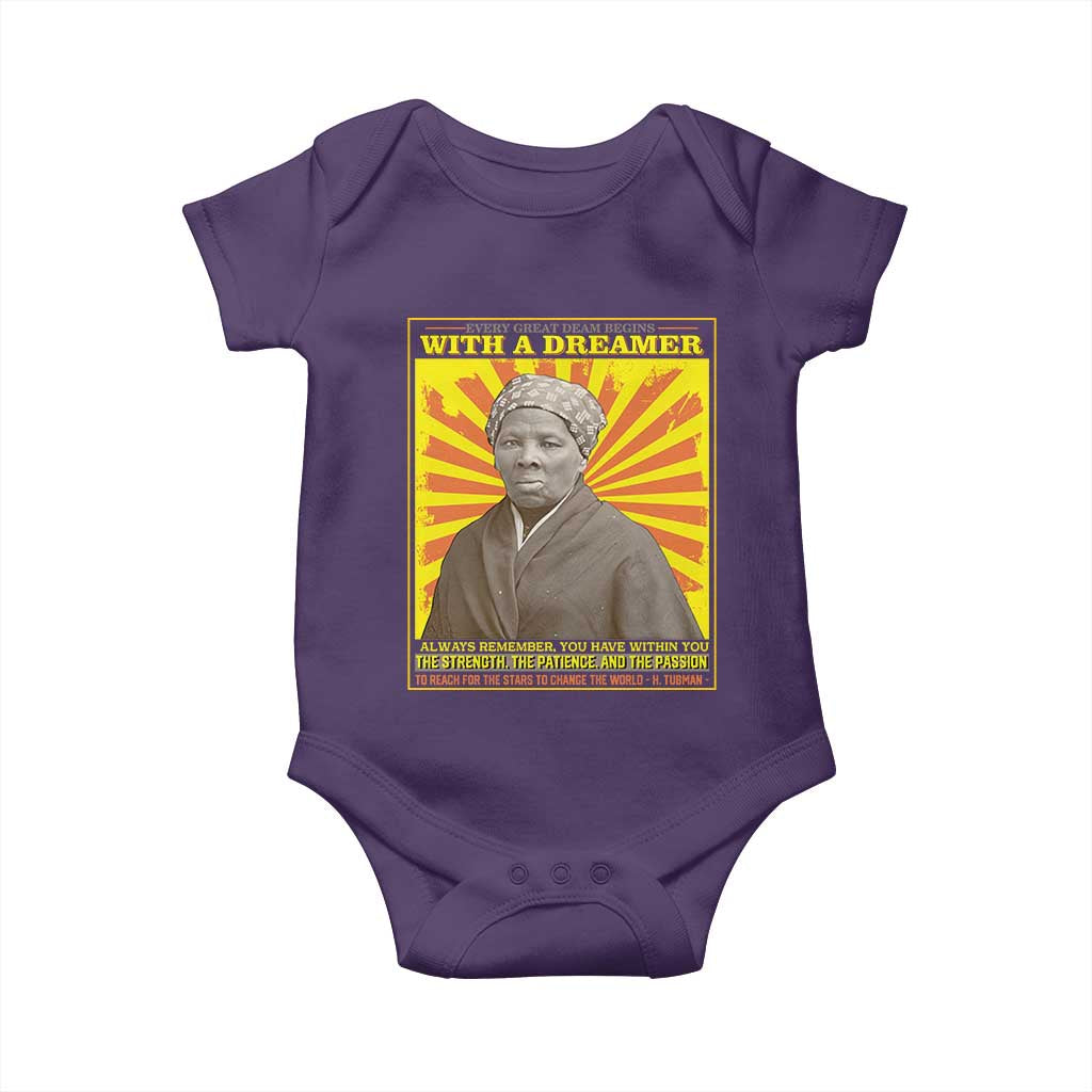 Harriet Tubman Baby Onesie Every Great Dream Begins With A Dreamer Black Pride TS09 Purple Print Your Wear