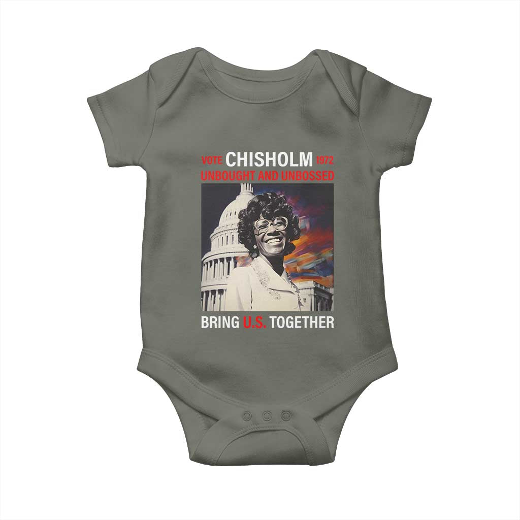 Shirley Chisholm Baby Onesie Unbought And Unbossed Bring U.S. Together BHM Melanin TS09 Military Green Print Your Wear