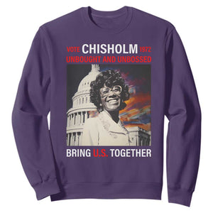 Shirley Chisholm Sweatshirt Unbought And Unbossed Bring U.S. Together Black History Month TS09 Purple Printyourwear