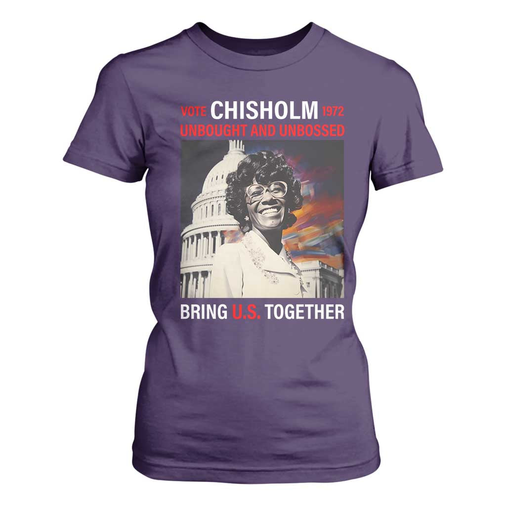 Shirley Chisholm T Shirt For Women Unbought And Unbossed Bring U.S. Together BHM Melanin TS09 Purple Print Your Wear