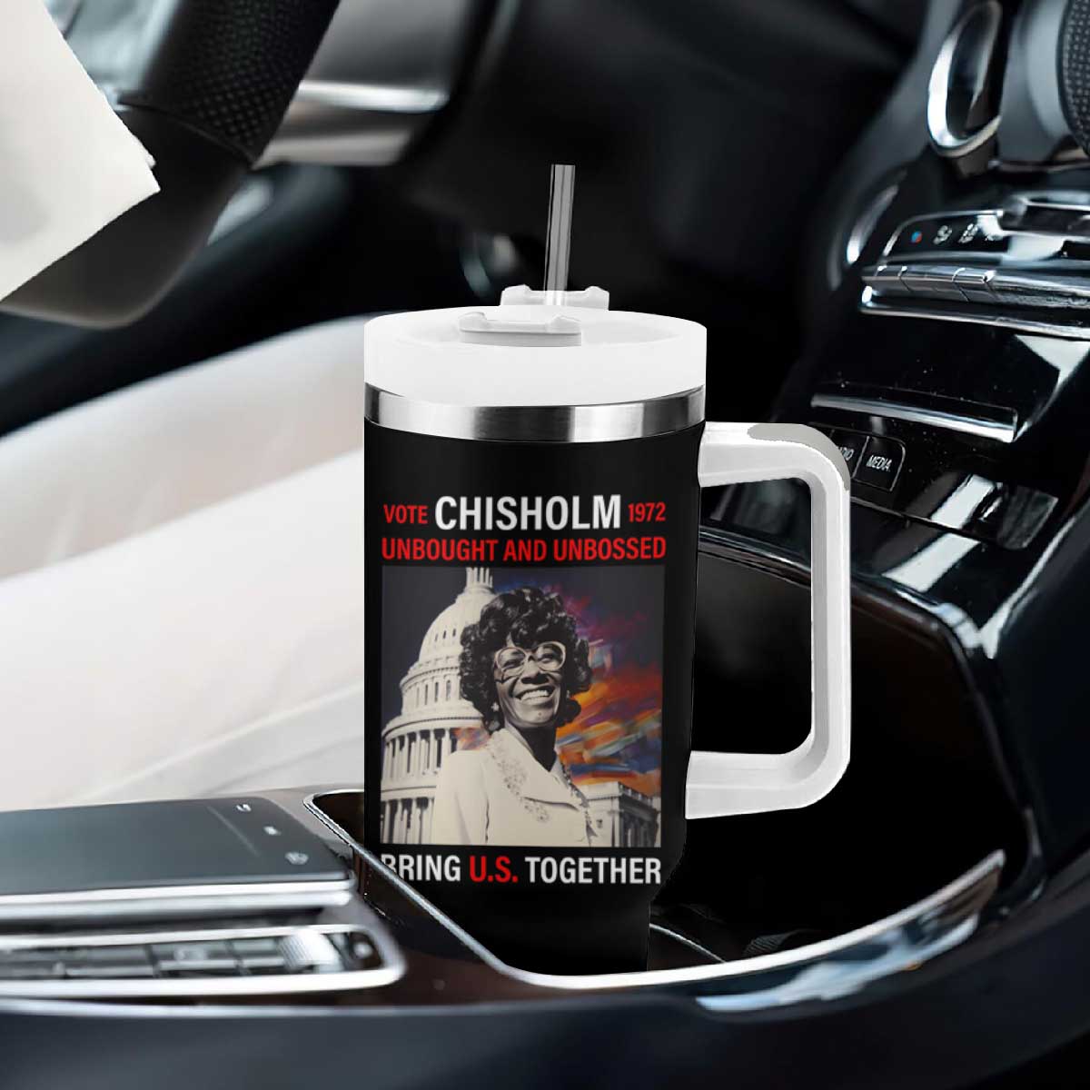 Shirley Chisholm Tumbler With Handle Unbought And Unbossed Bring U.S. Together Black History Month TS09 Print Your Wear