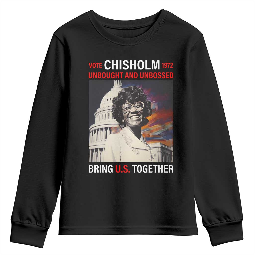 Shirley Chisholm Youth Sweatshirt Unbought And Unbossed Bring U.S. Together BHM Melanin TS09 Black Print Your Wear
