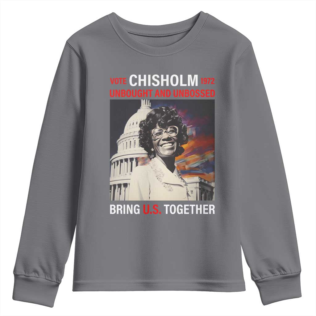 Shirley Chisholm Youth Sweatshirt Unbought And Unbossed Bring U.S. Together BHM Melanin TS09 Charcoal Print Your Wear