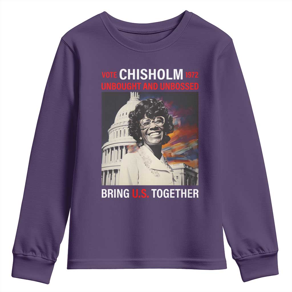 Shirley Chisholm Youth Sweatshirt Unbought And Unbossed Bring U.S. Together BHM Melanin TS09 Purple Print Your Wear