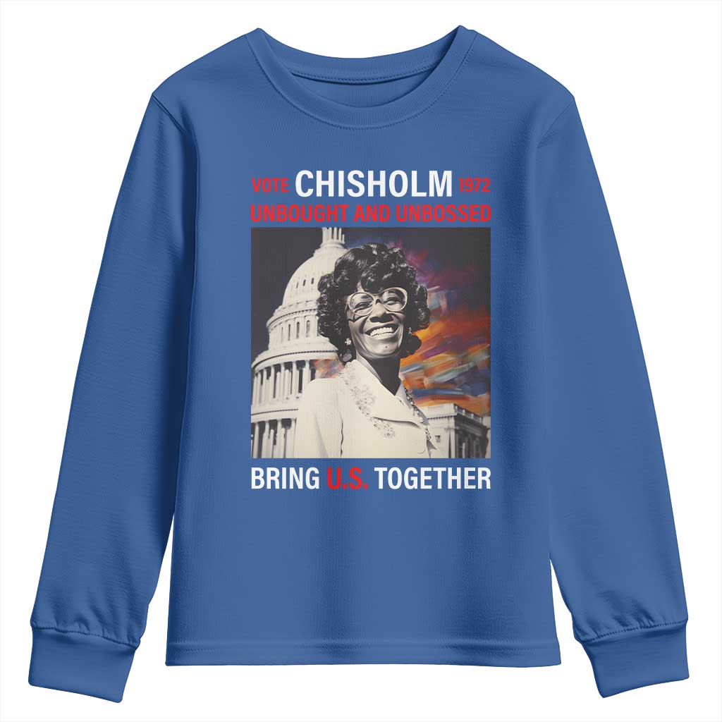 Shirley Chisholm Youth Sweatshirt Unbought And Unbossed Bring U.S. Together BHM Melanin TS09 Royal Blue Print Your Wear