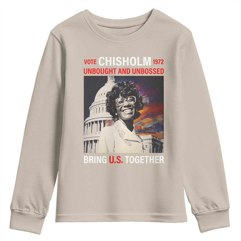 Shirley Chisholm Youth Sweatshirt Unbought And Unbossed Bring U.S. Together BHM Melanin TS09 Sand Print Your Wear