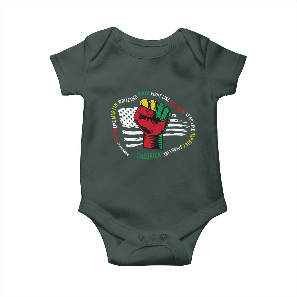Black Civil Rights Baby Onesie Dream Like Martin Write Like Maya Fight Like Macolm Lead Like Harriet Speak Like Fredrick TS09 Print Your Wear